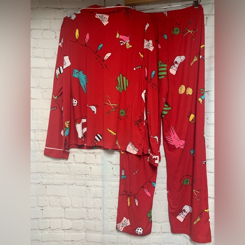kate spade Red Christmas Holiday Pajama Set Size L Looks new​ - Picture 6 of 6